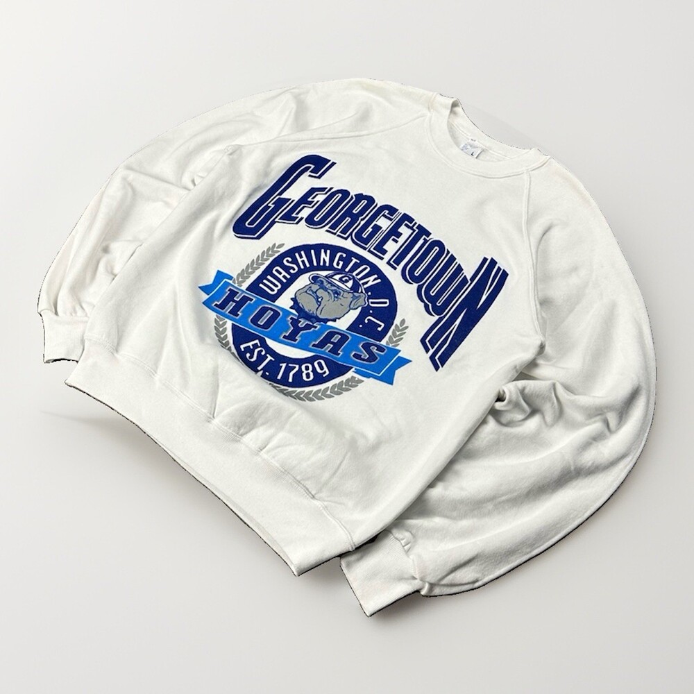 VTG NEW 80s L Georgetown University Hoyas Bulldog Raglan Sweatshirt Sweater USA
